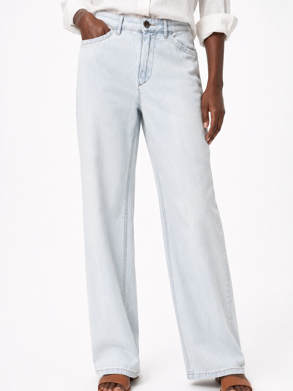 LRL Lauren Jeans Co Vintage Y2K Light Wash Wide Leg Jeans Size 10 Coastal Chic